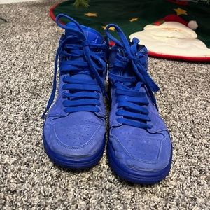 Blue suede Air Jordan 1 High Retros(Womens size 8.5)